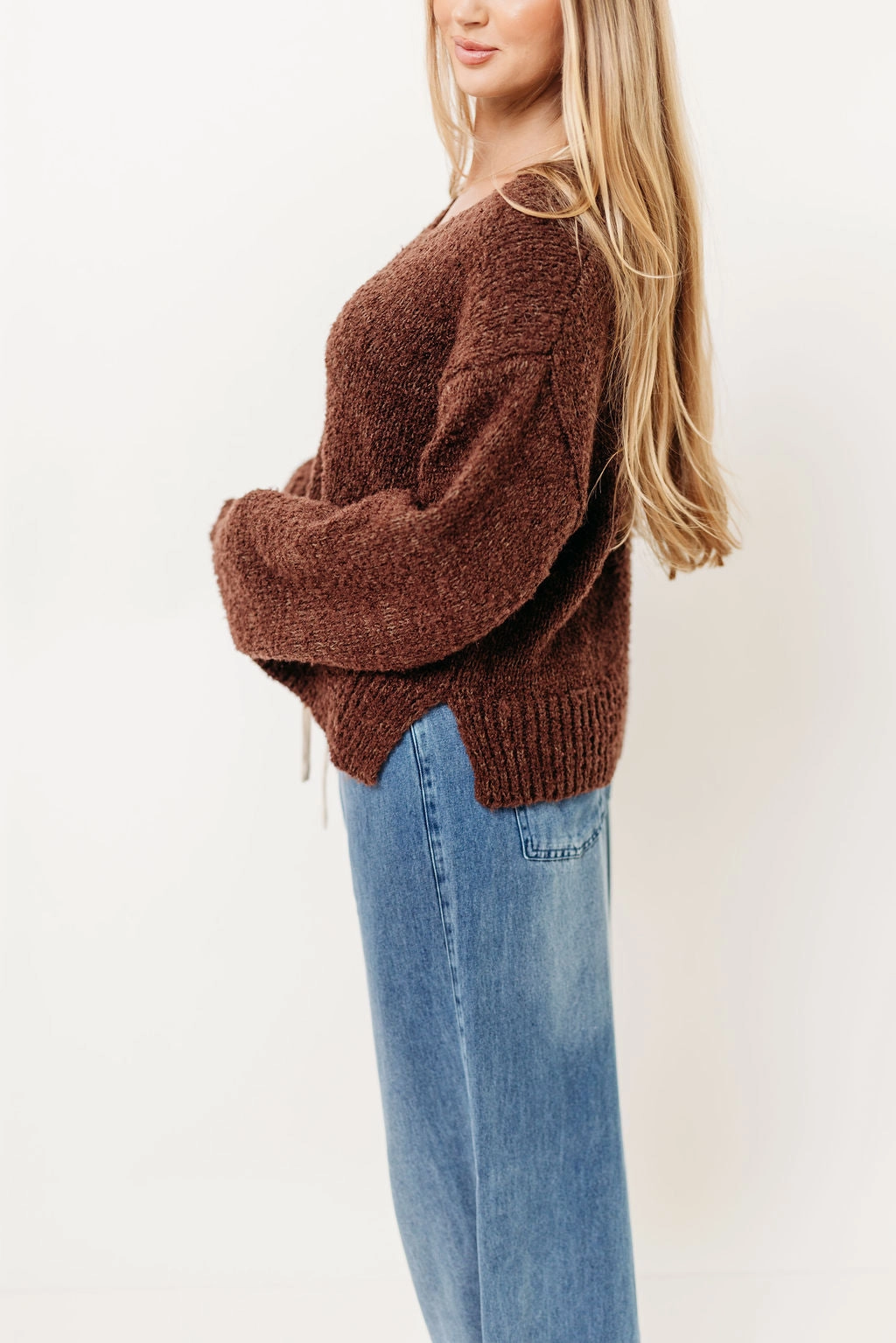 Glen Sweater in Brown Durable Weave Wicking Inner Lining