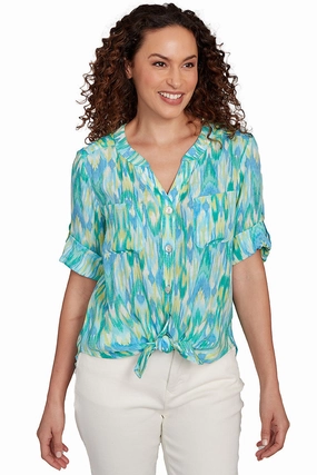 ThermalRegulationLayer ReinforcedEdges Paradise Cove Ikat Convertible Shirt
