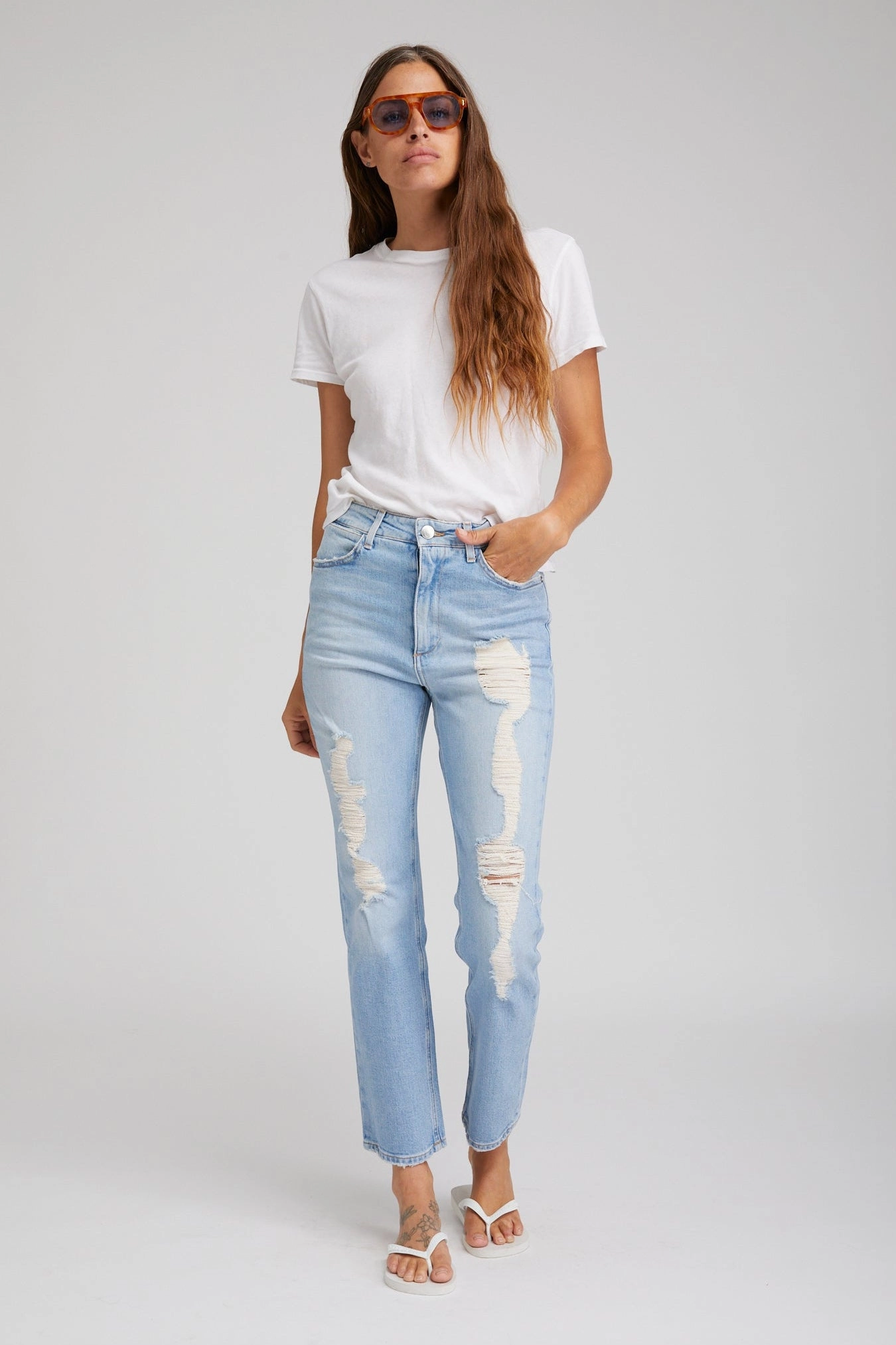 Alanis Boyfriend Distressed Denim Hypoallergenic Textile