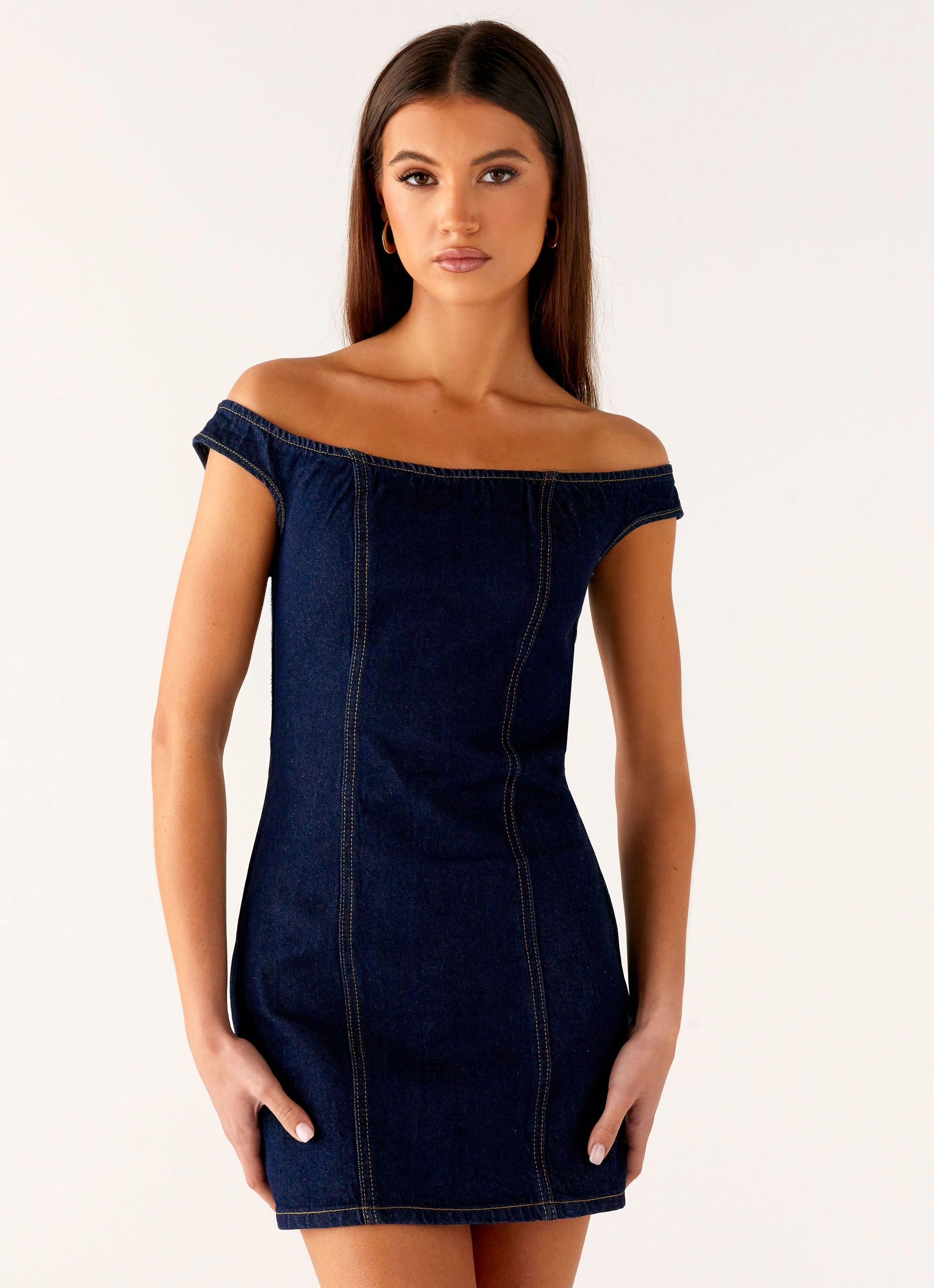 Smooth Texture effortless grace Bonnie Denim Mini Dress - Indigo