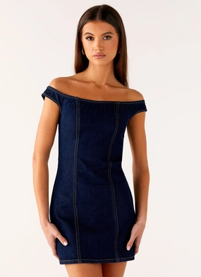 Smooth Texture effortless grace Bonnie Denim Mini Dress - Indigo