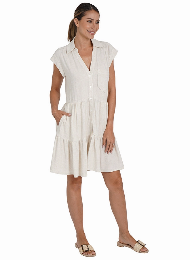Waist-Cinching Fresh Tones Karla Dress Natural