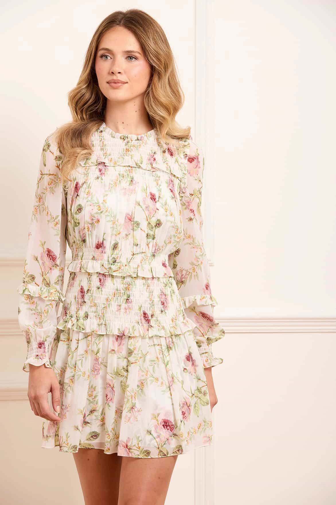 Colette's Rose Emilia Georgette Micro Mini Dress Party Floral Artistic Vibe