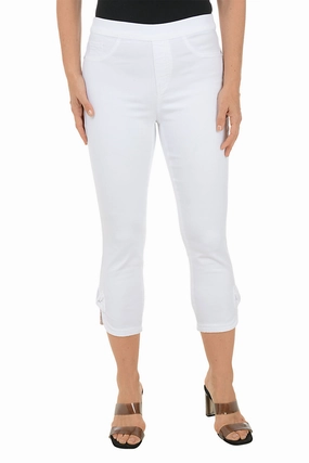 Bow Pull-On Denim Twill Capri Pant Flexible Layer Fit