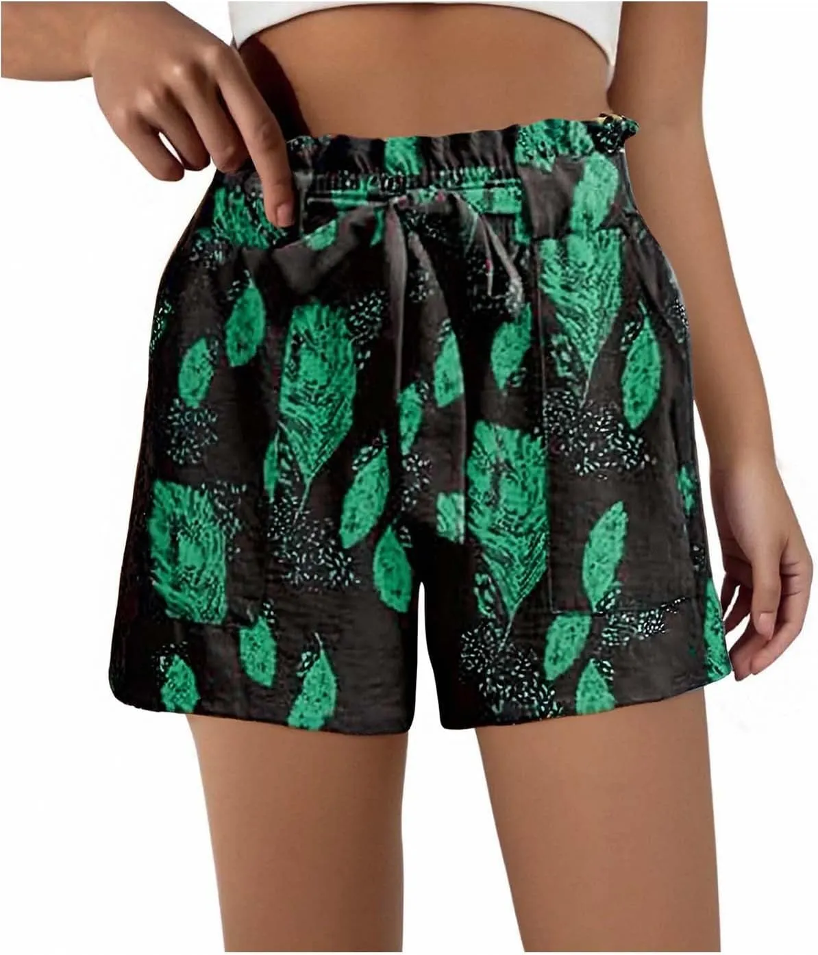 Boxer Shorts for Women Comfy Summer Ruffle Belted Elastic Waist Pjs Bottoms Chic Printed Sleepwear Loose Lounge Pajama Shorts