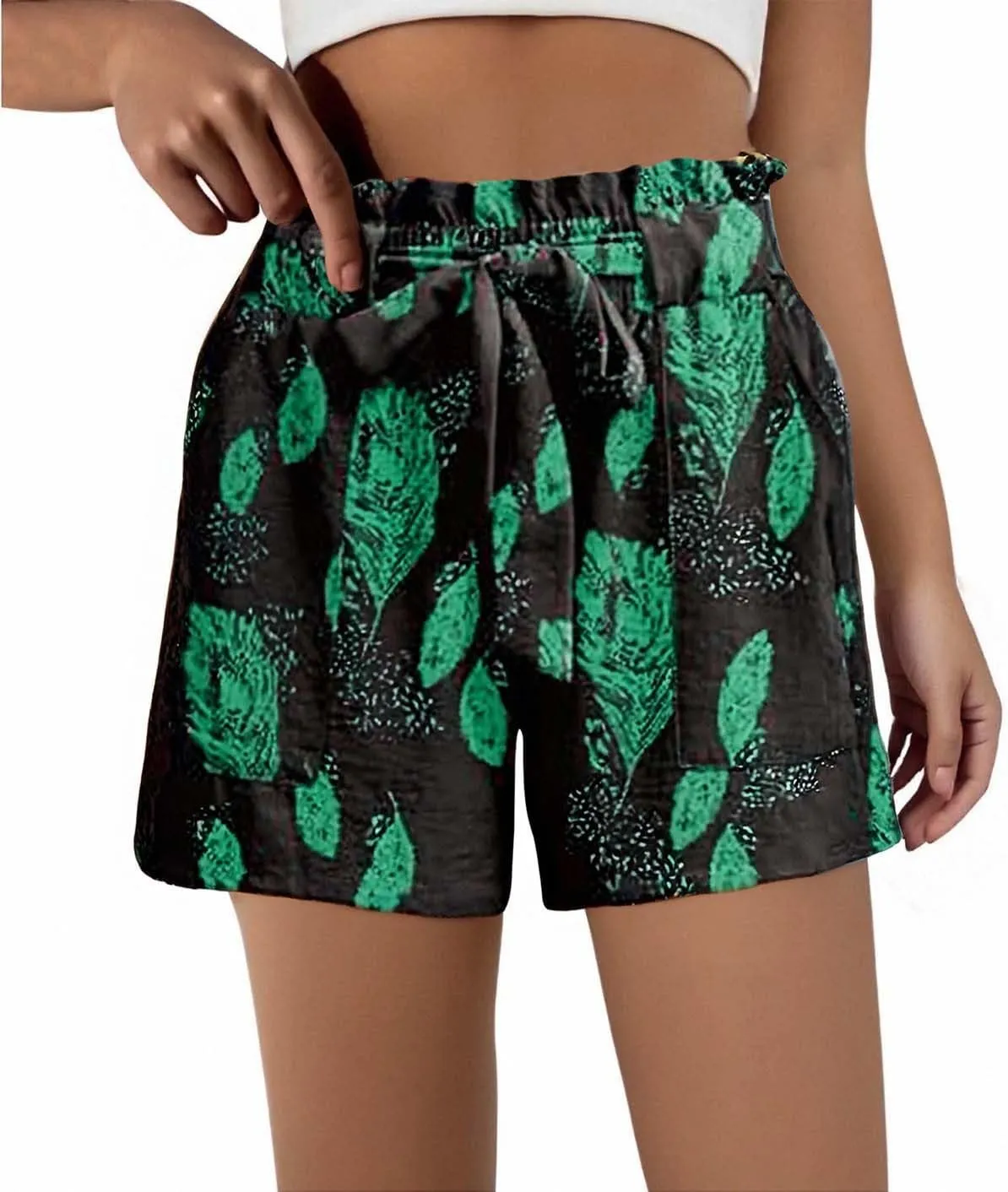 Boxer Shorts for Women Comfy Summer Ruffle Belted Elastic Waist Pjs Bottoms Chic Printed Sleepwear Loose Lounge Pajama Shorts