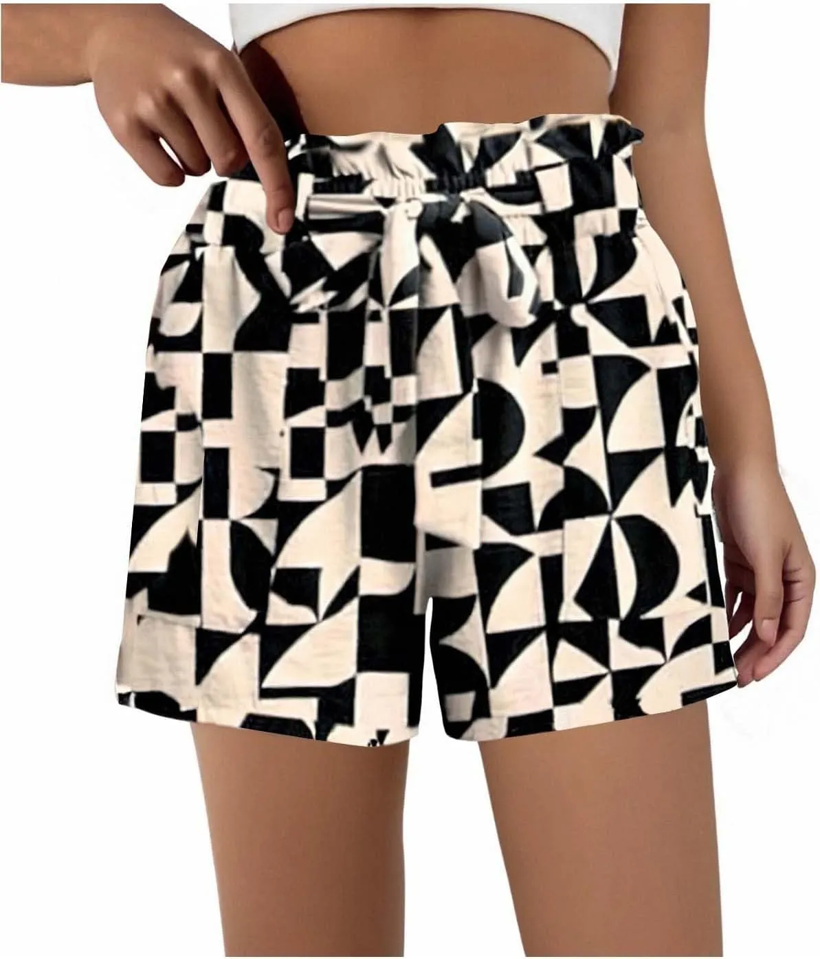 Boxer Shorts for Women Comfy Summer Ruffle Belted Elastic Waist Pjs Bottoms Chic Printed Sleepwear Loose Lounge Pajama Shorts