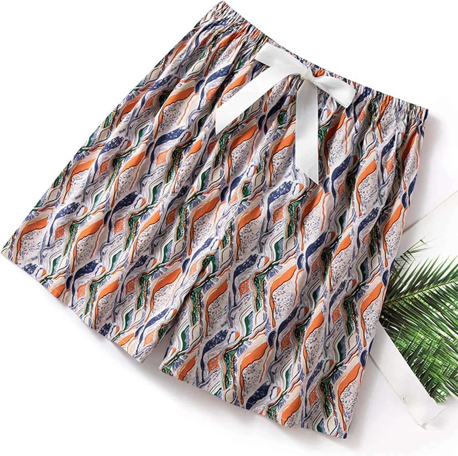 Boxer Shorts for Women Comfy Summer Thin Elastic Waist Pjs Bottoms Floral Printed Sleepwear Loose Lounge Pajama Shorts