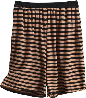 Boxer Shorts for Women Loose Striped Pajamas Bottoms 2025 Summer Comfy Soft Modal Lounge Sleep Shorts with Pockets
