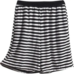 Boxer Shorts for Women Loose Striped Pajamas Bottoms 2025 Summer Comfy Soft Modal Lounge Sleep Shorts with Pockets
