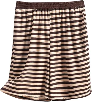 Boxer Shorts for Women Loose Striped Pajamas Bottoms 2025 Summer Comfy Soft Modal Lounge Sleep Shorts with Pockets