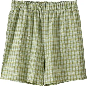 Boxer Shorts for Women Y2K Gingham Pajamas Bottoms 2025 Summer Comfy Cotton Plaid Lounge Sleep Shorts