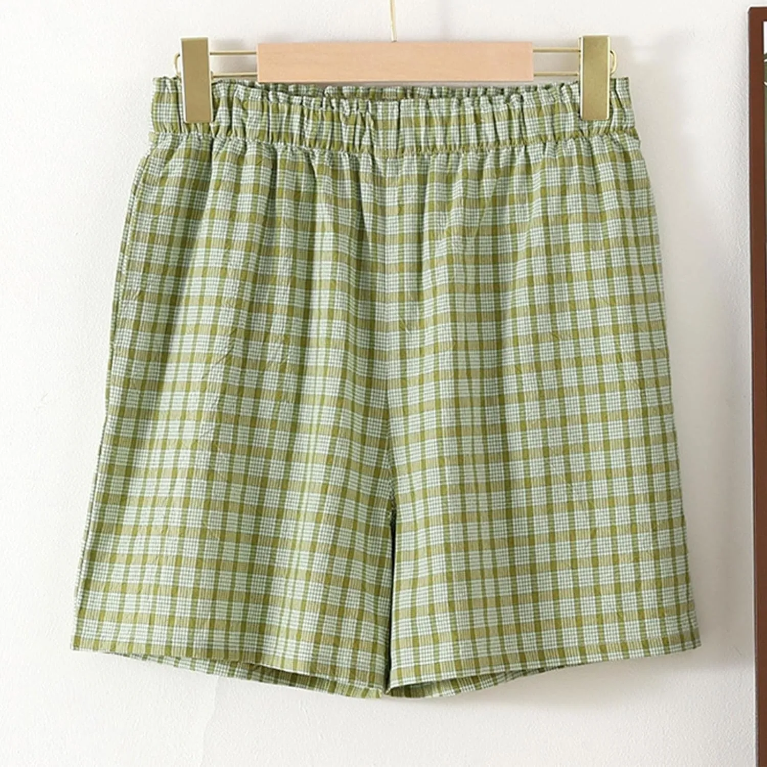 Boxer Shorts for Women Y2K Gingham Pajamas Bottoms 2025 Summer Comfy Cotton Plaid Lounge Sleep Shorts