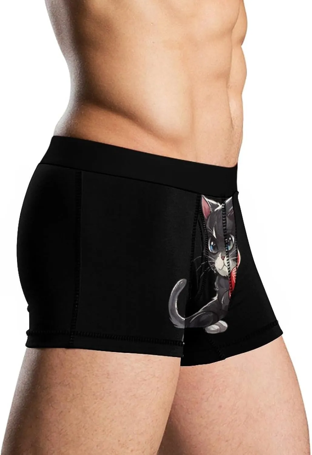 Boxing Cat Mens Boxer Brief Funny Underwear Trunks Breathable Soft Printed Shorts