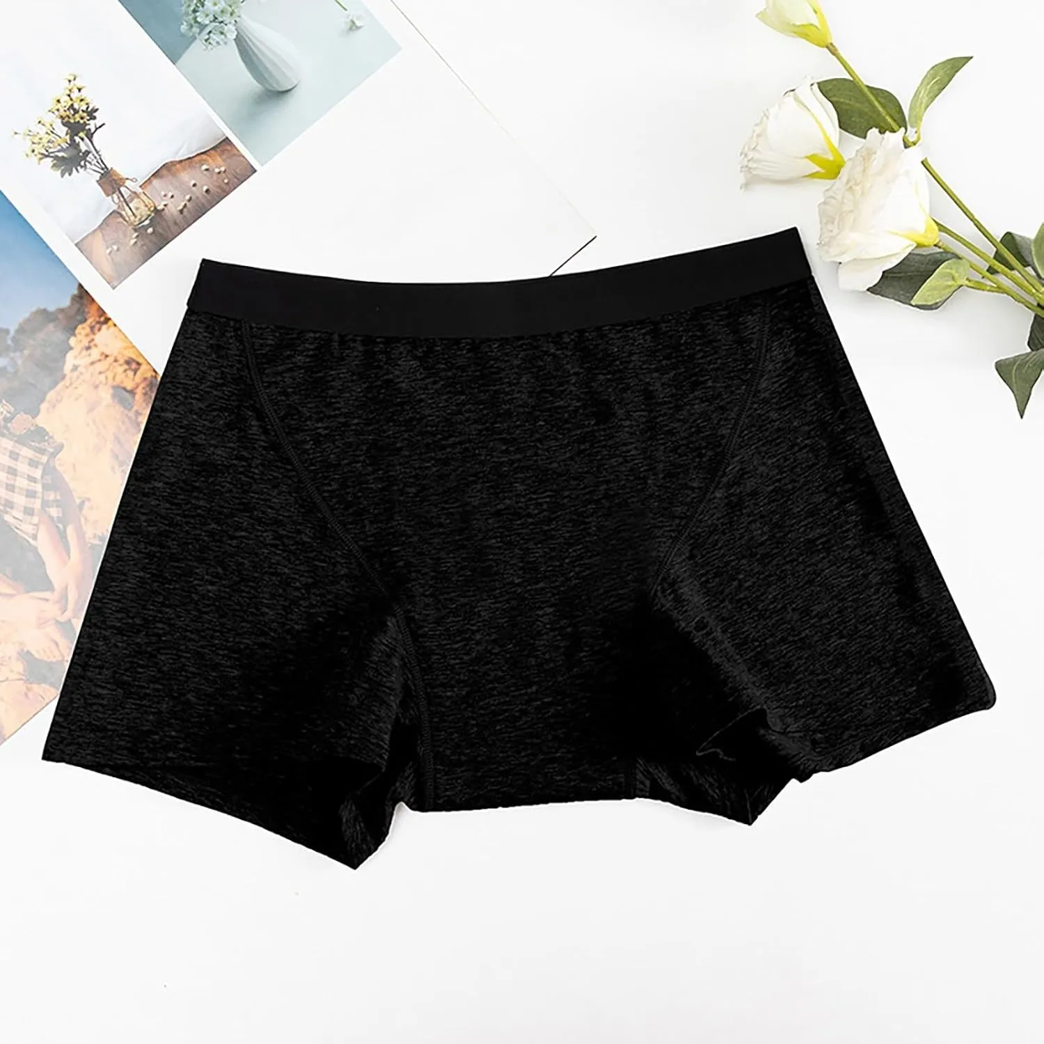 Boy Shorts Underwear for Women High Waisted Cotton Breathable Soft Briefs Comfortable Stretch Solid Color Lightweight Briefs