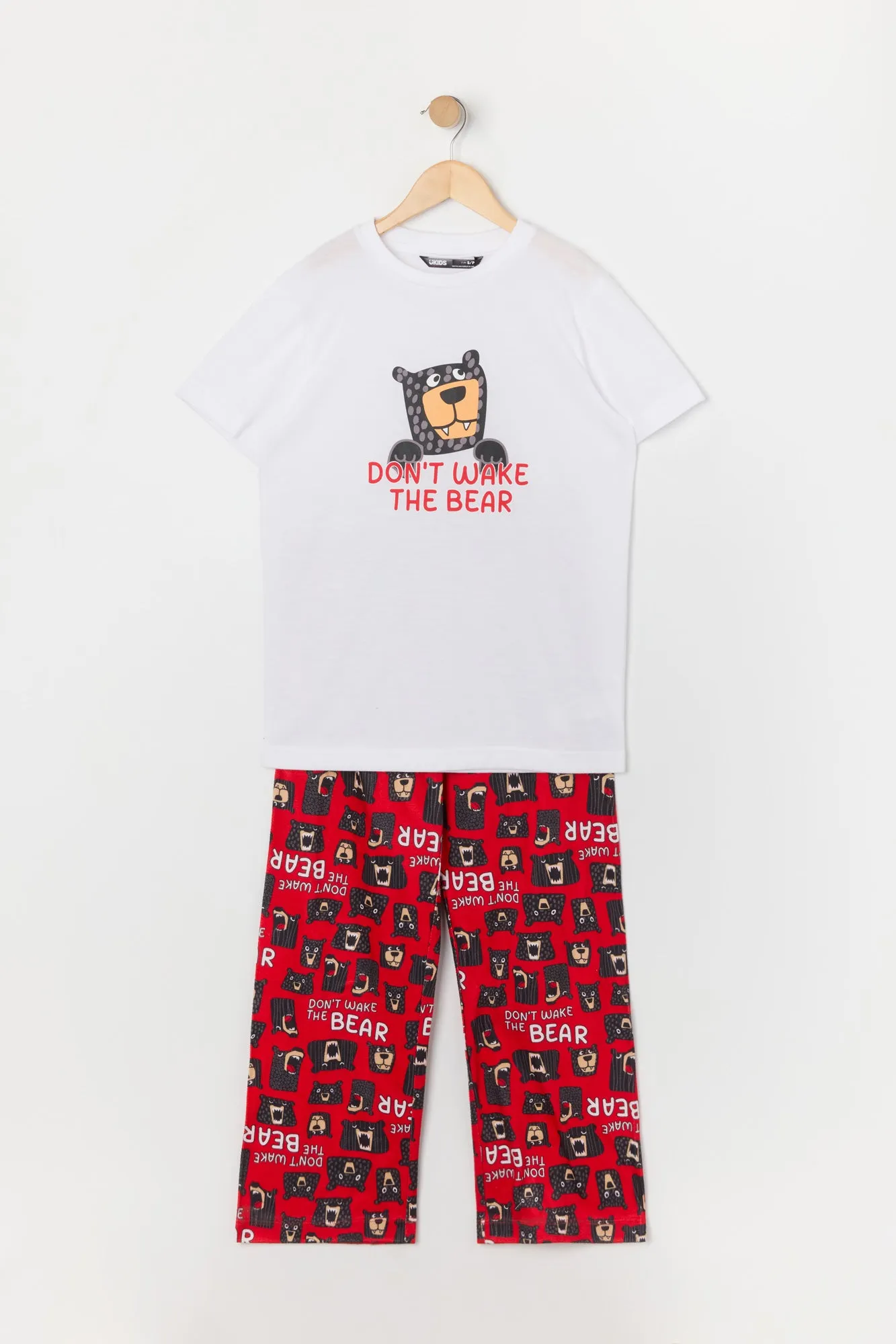 Boys Don't Wake the Bear Graphic 2 Piece Pajama Set