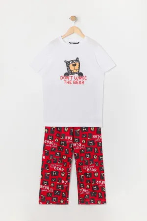 Boys Don't Wake the Bear Graphic 2 Piece Pajama Set