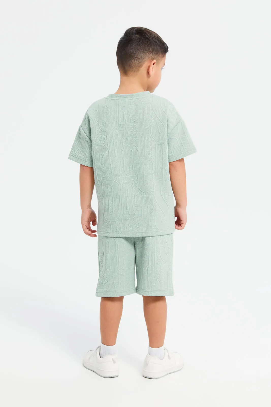 Boys Mint Embroidered Casual Set (2 Piece)