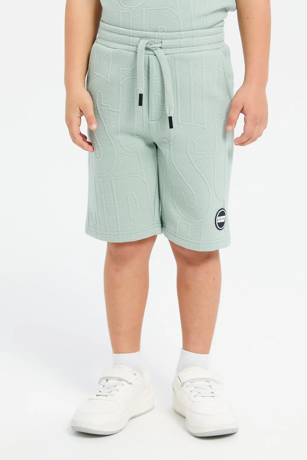 Boys Mint Embroidered Casual Set (2 Piece)