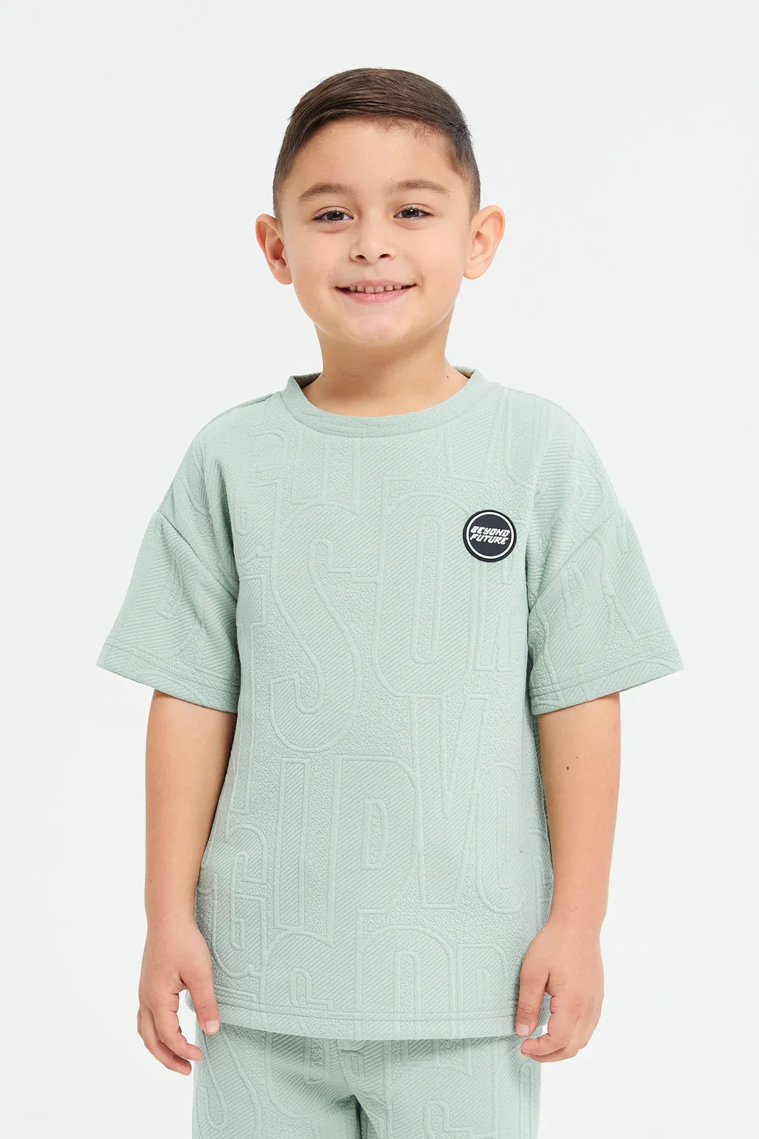 Boys Mint Embroidered Casual Set (2 Piece)