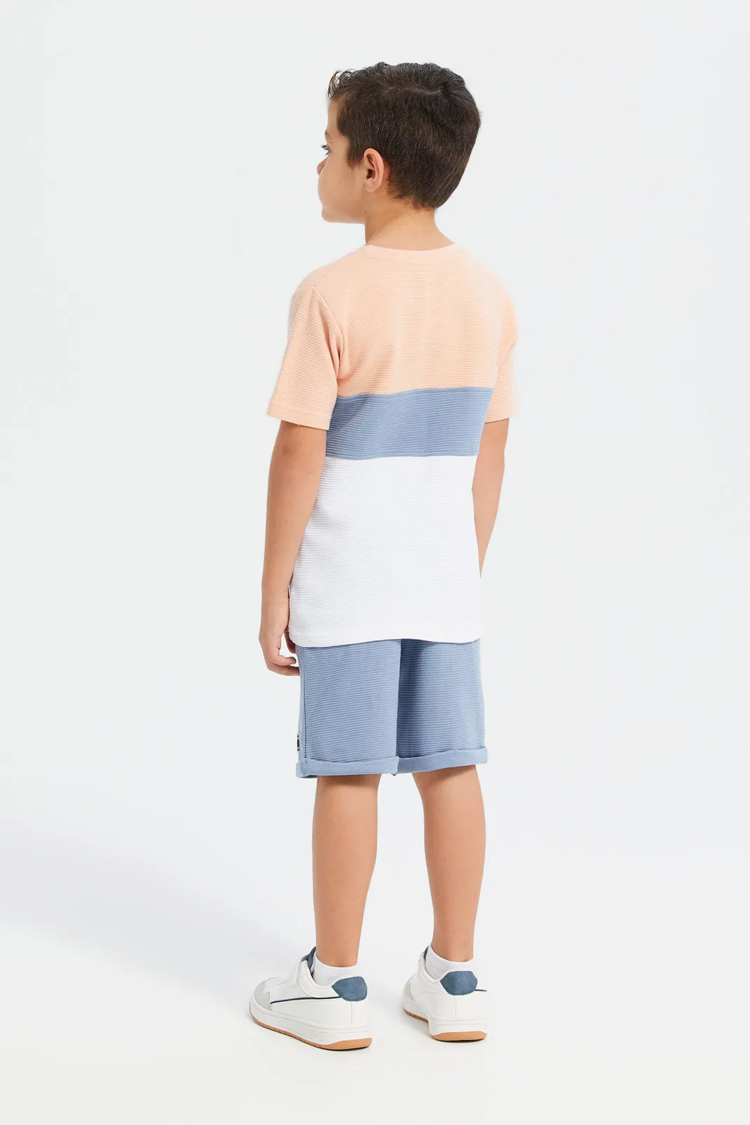 Boys Multicolour Ribbed Casual Set (2 Piece)