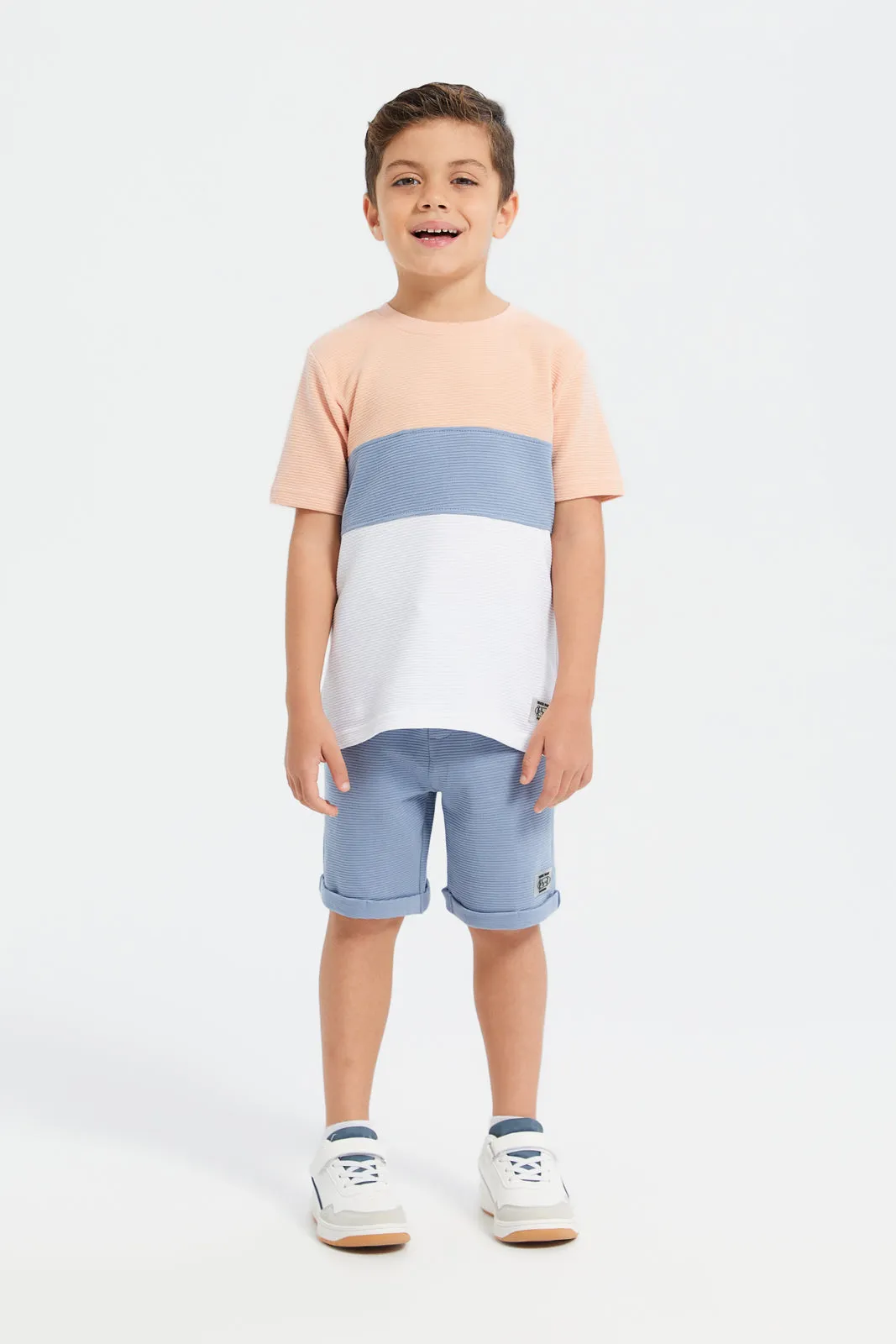 Boys Multicolour Ribbed Casual Set (2 Piece)