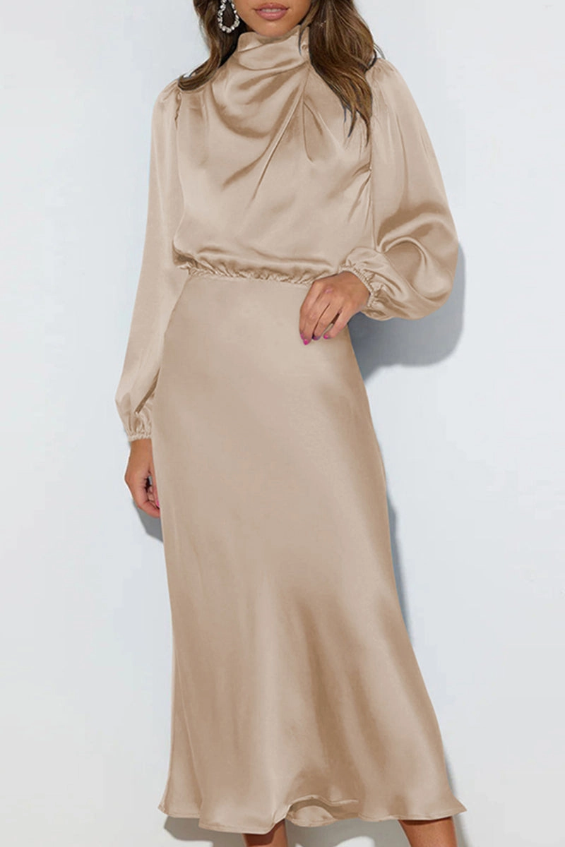 SATIN LONG SLEEVED LOOSE MAXI DRESS Fresh Palette