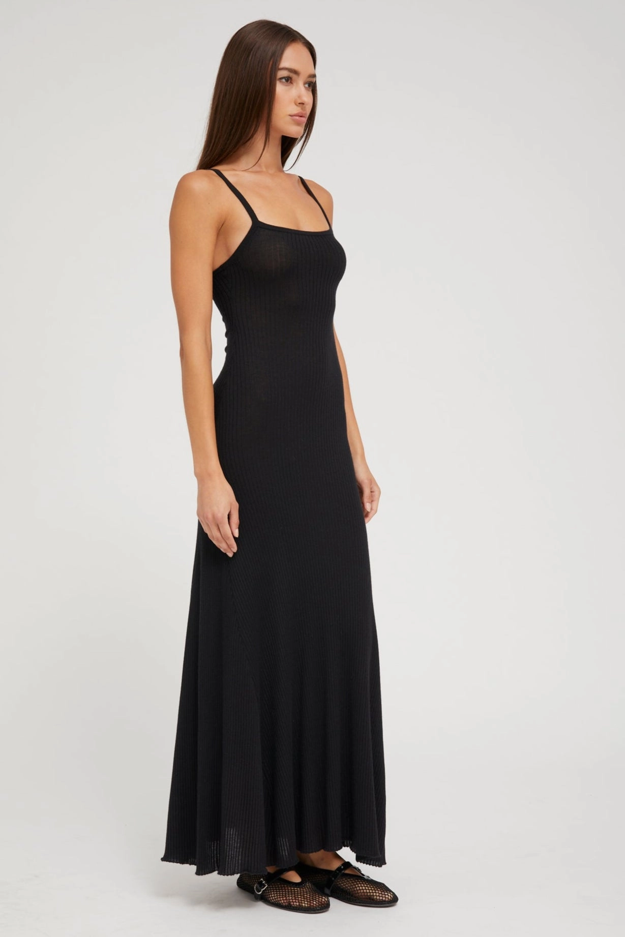 Easy Lovely Casual and Comfy Black Cashmere Rib Maxi Dress