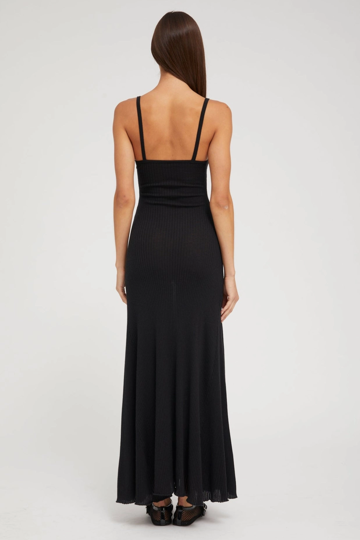 Trendy And Comfortable Black Cashmere Rib Maxi Dress