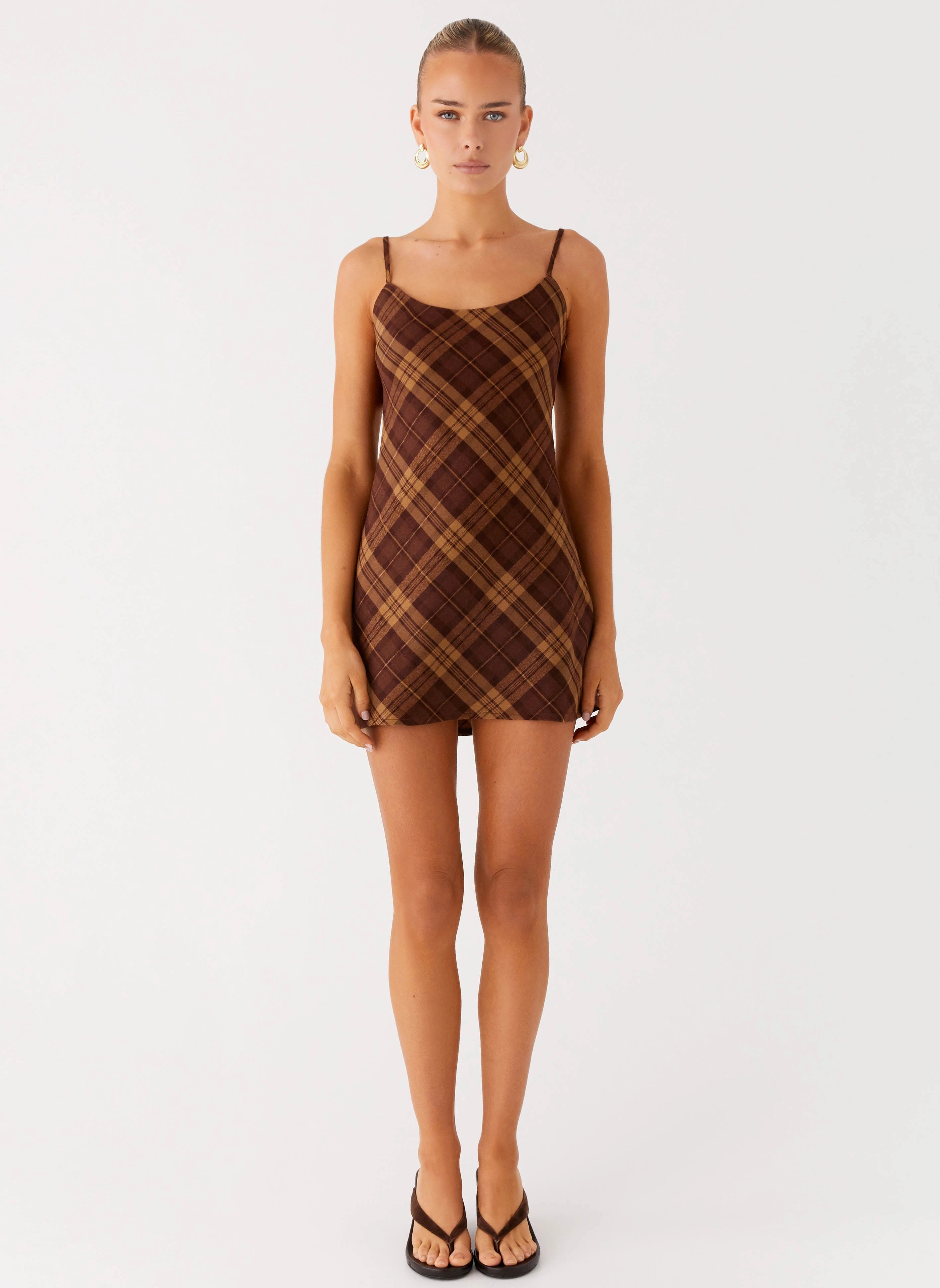 Radio Star Mini Dress - Plaid Pure Elegance Flare Hem