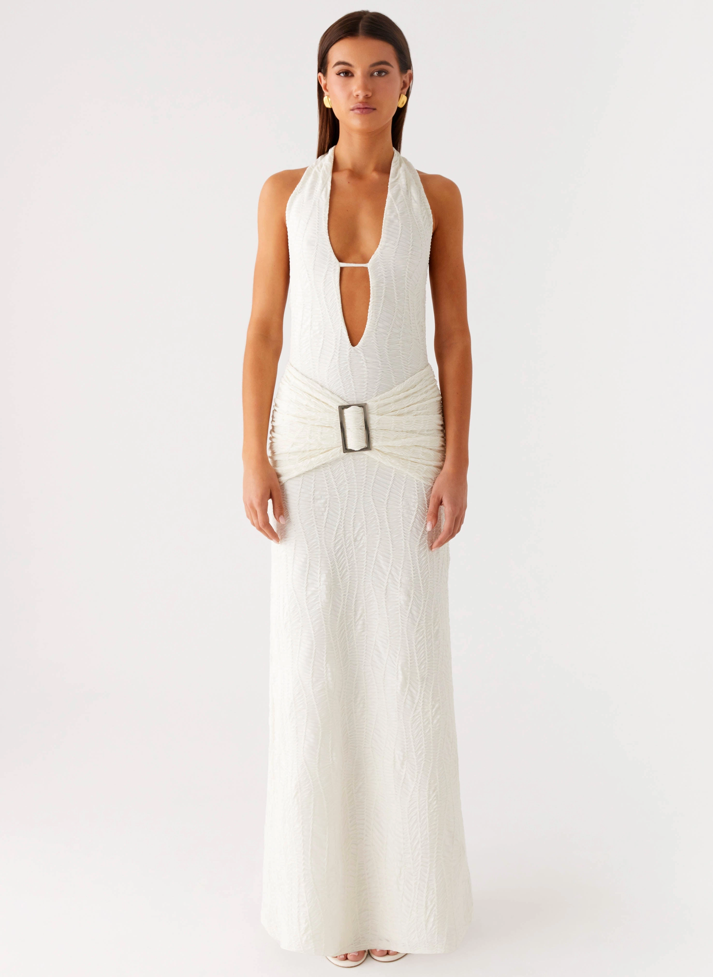 Smoke Ivy Maxi Dress - White Charming Fit