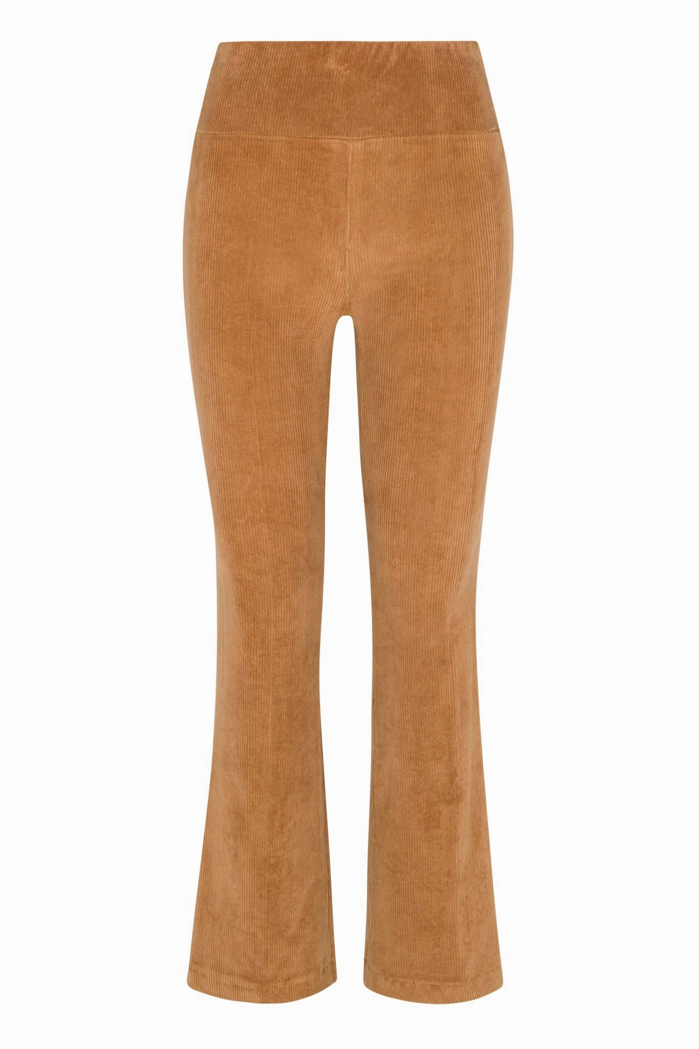 Basic Stretch Camel Corduroy Ankle Flare Pants