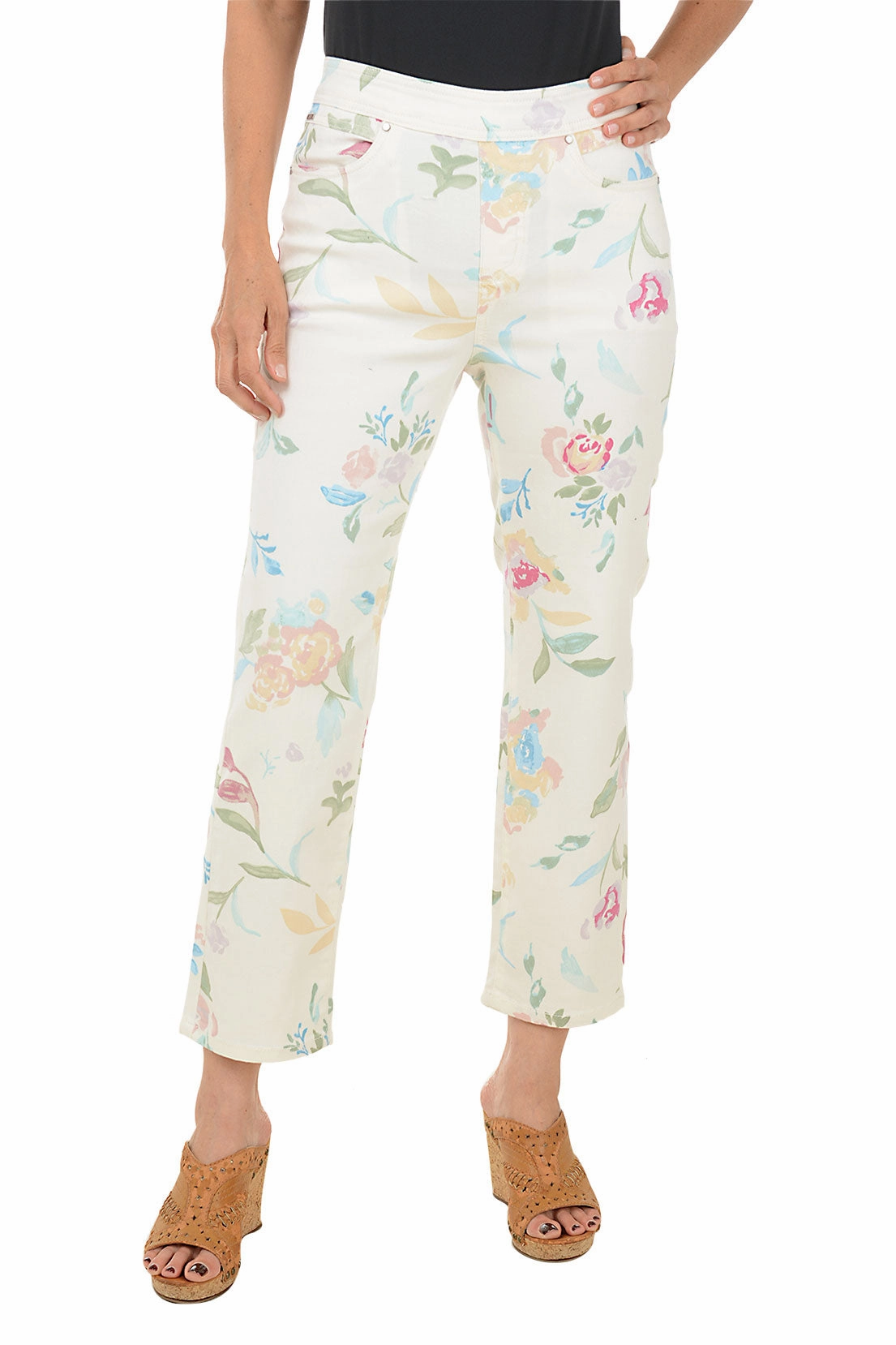 Floating Flowers Libby Denim Crop Pant Air Comfort