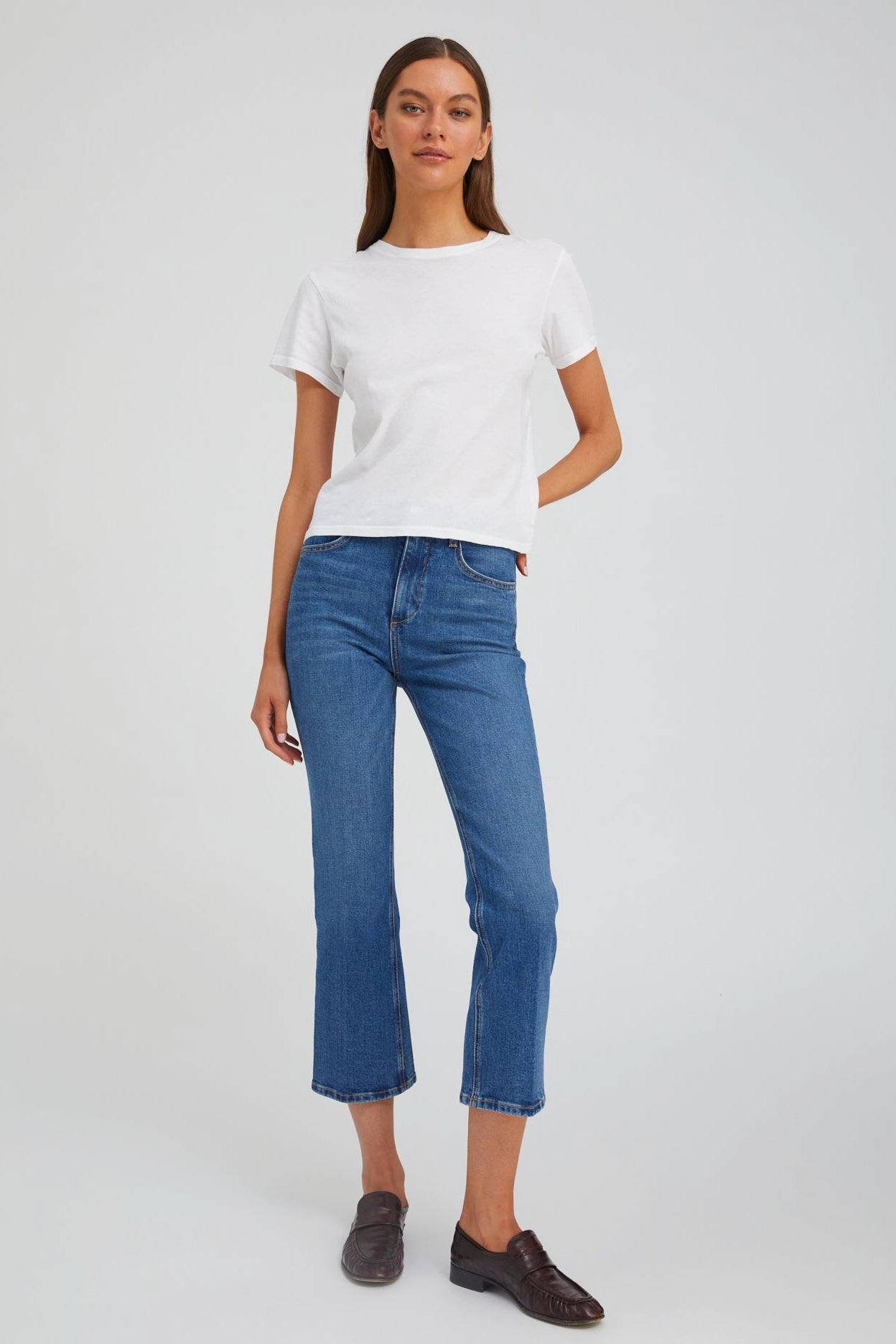 Charlotte Crop Flare Denim Structured fabric Basic Look