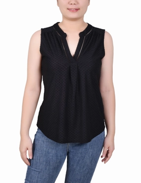 Petite Sleeveless Swiss Dot Top RawEdgedDesign