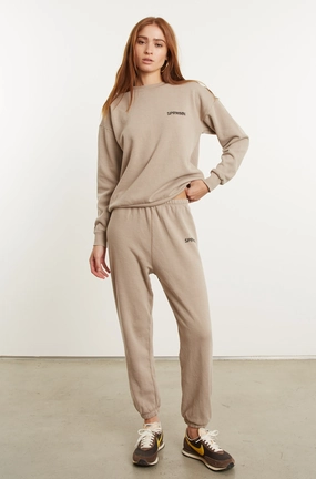 Anti Pilling Treatment Sporty T-shirt Light Khaki Logo Sweatshirt