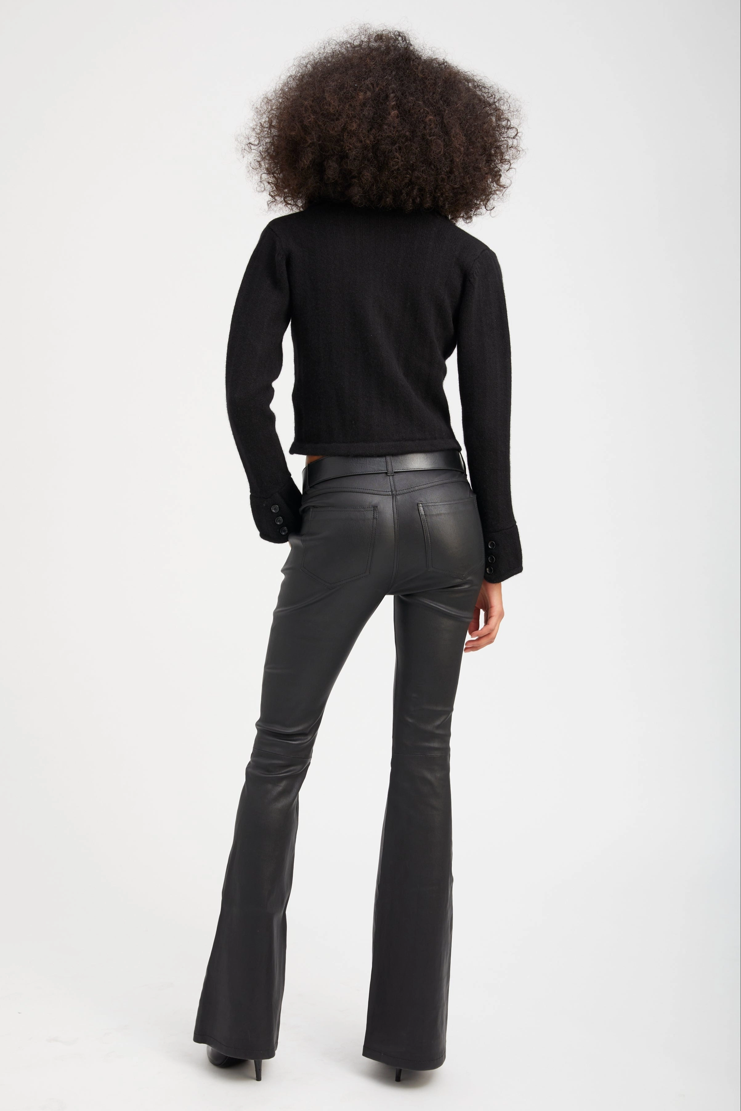 Adjustable Cuffs LayeredStyling Black Cashmere Collared Cardigan