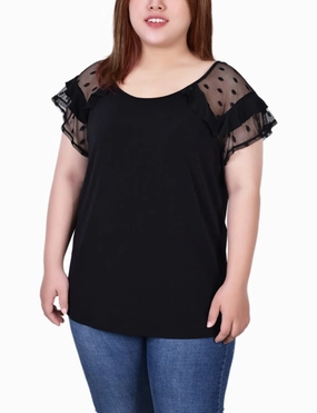 Plus Size Short Dot Sleeve Top HypoallergenicFabric Ethically Sourced Material