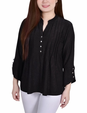 3/4 Sleeve Overlapped Bell Sleeve Y Neck Top DurableBlend