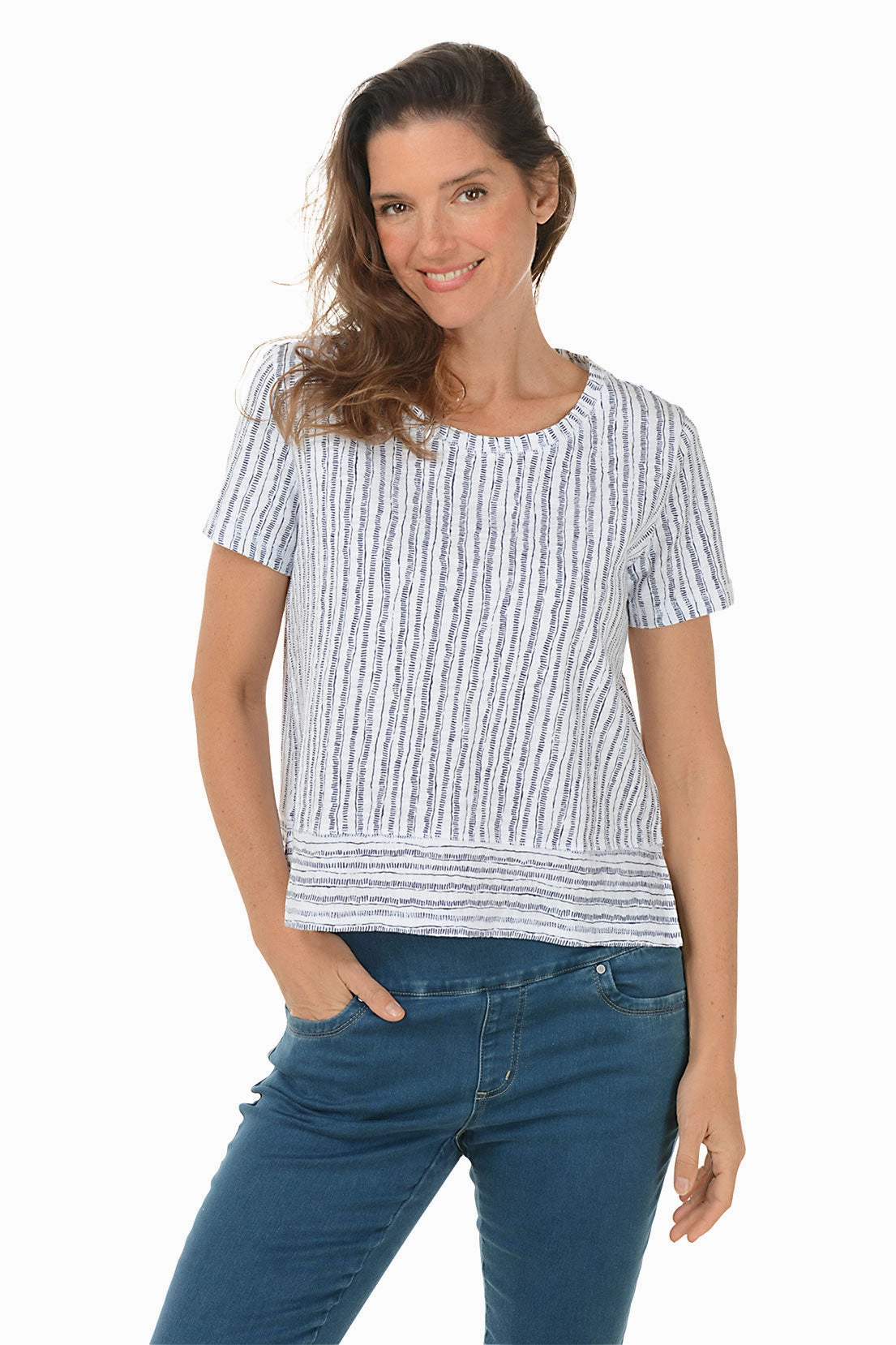 Dashed Stripes High-Low Tee Slim Fit Shirt ReflectiveDetails