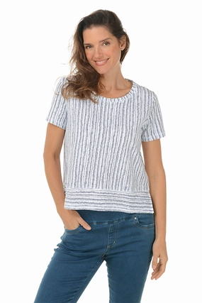 Dashed Stripes High-Low Tee Ribbed Trims