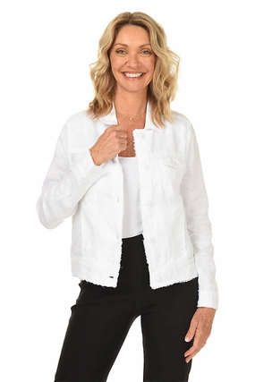 AntiPilling Surface 100% Linen Lightweight Frayed Edge Jacket