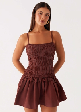 Work Favorite Chilly Weather Wear Jaxi Mini Dress - Chocolate