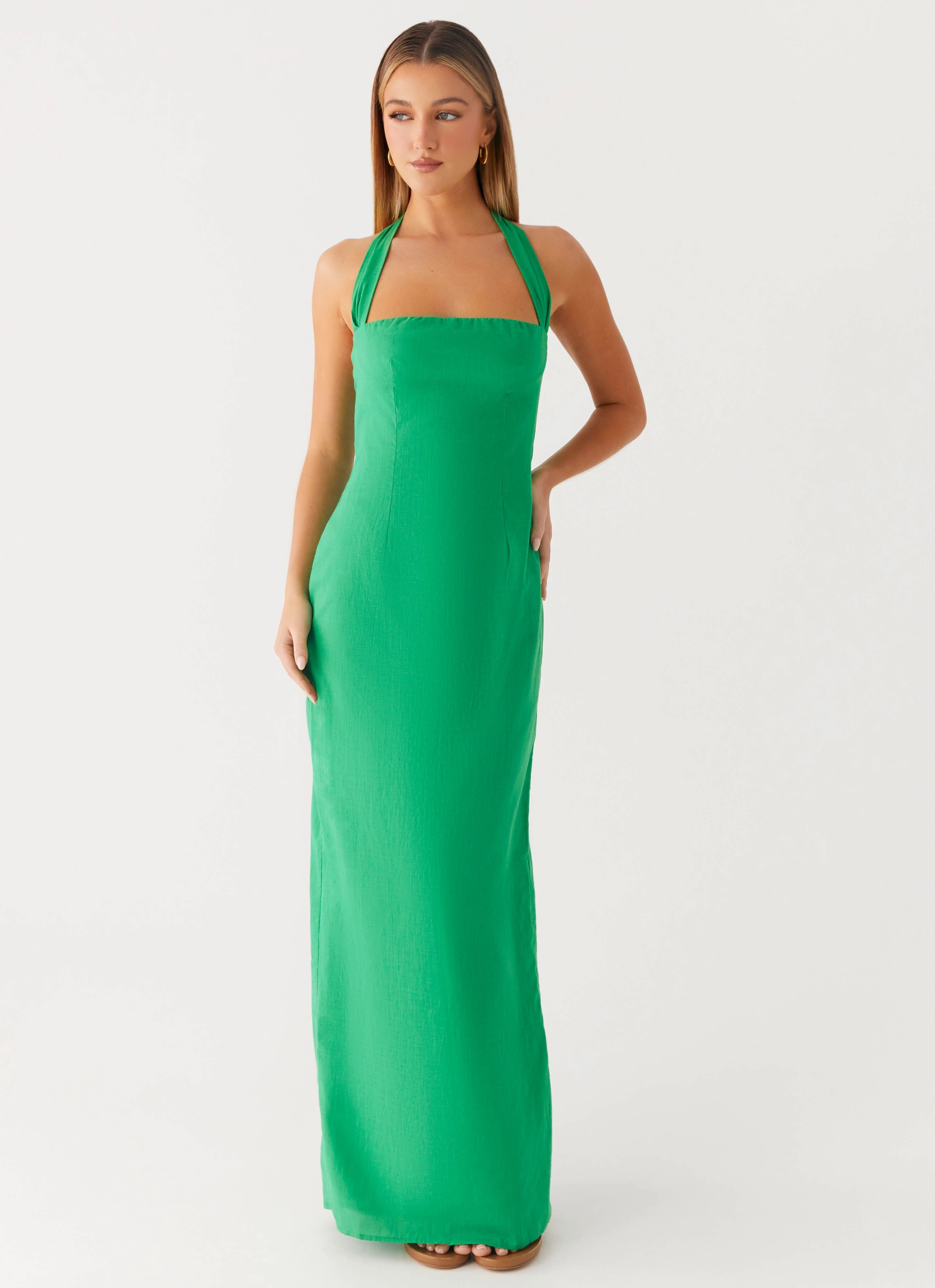 Breathable Design Bright Accent Allyse Maxi Dress - Cactus