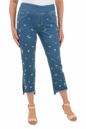 TaglessLabel Ditsy Flower Embroidered Denim Ankle Pant