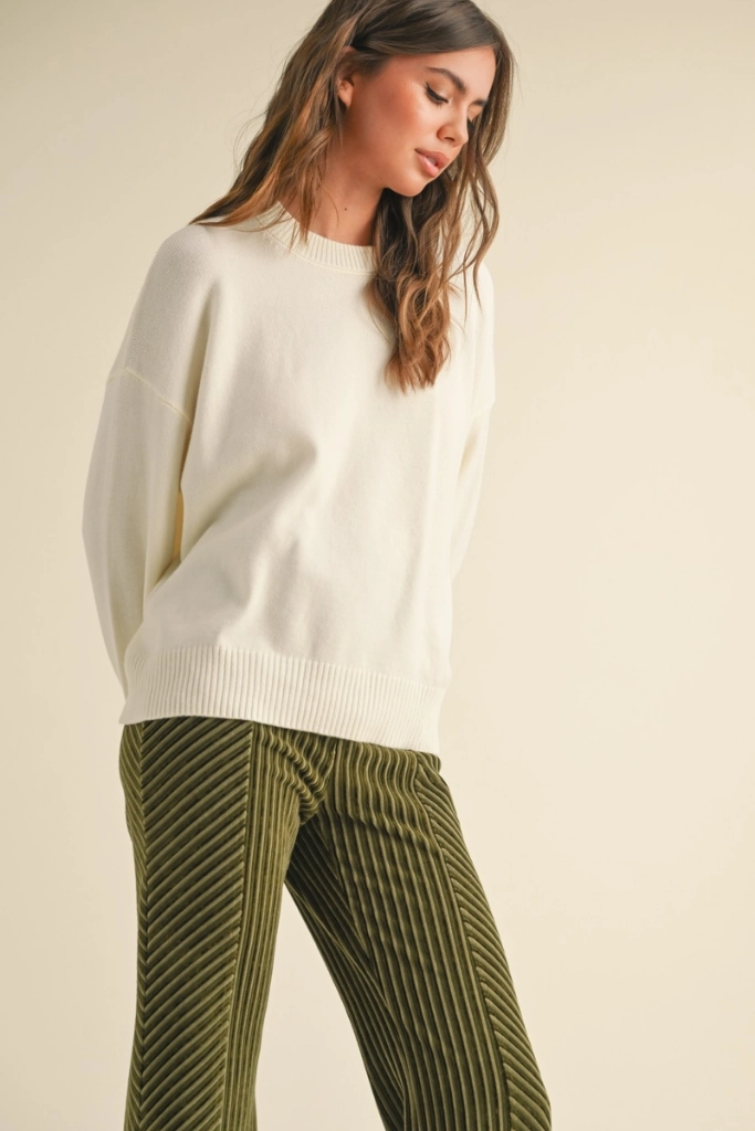 AllPurposeWear Brielle Crew Neck Sweater in Cream