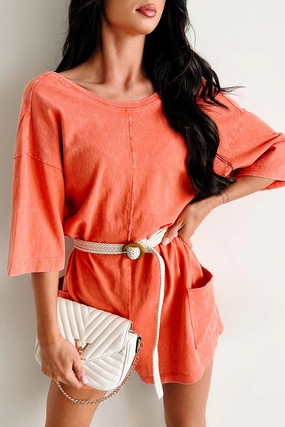 Ultra Soft Texture Bright As A Comet V Back Short Sleeve Romper (Tomato)