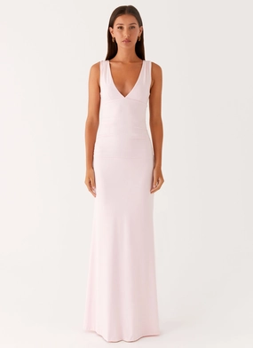 Charming Style Festive Mood Cherry Sky Maxi Dress - Baby Pink