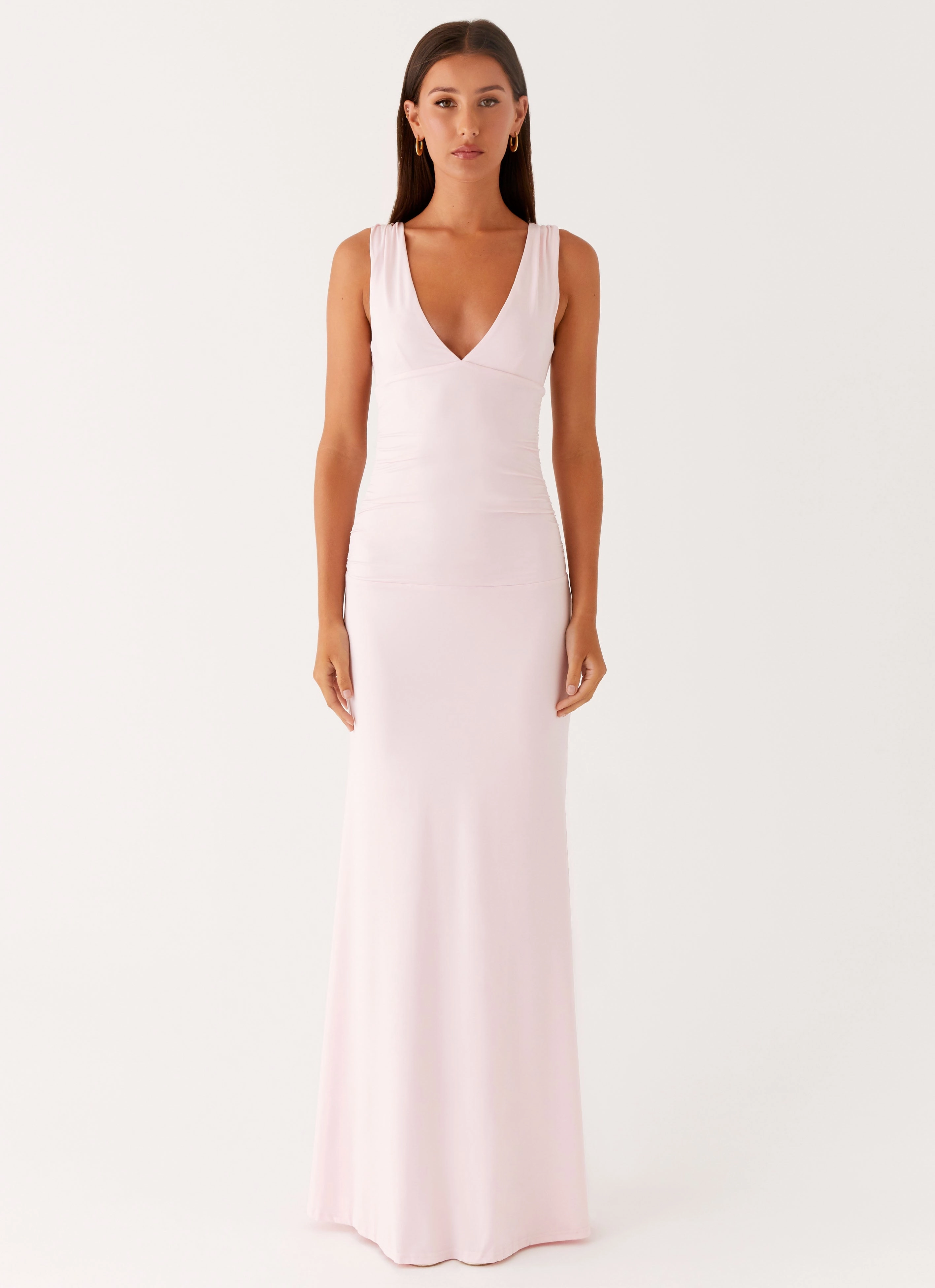 Charming Style Festive Mood Cherry Sky Maxi Dress - Baby Pink