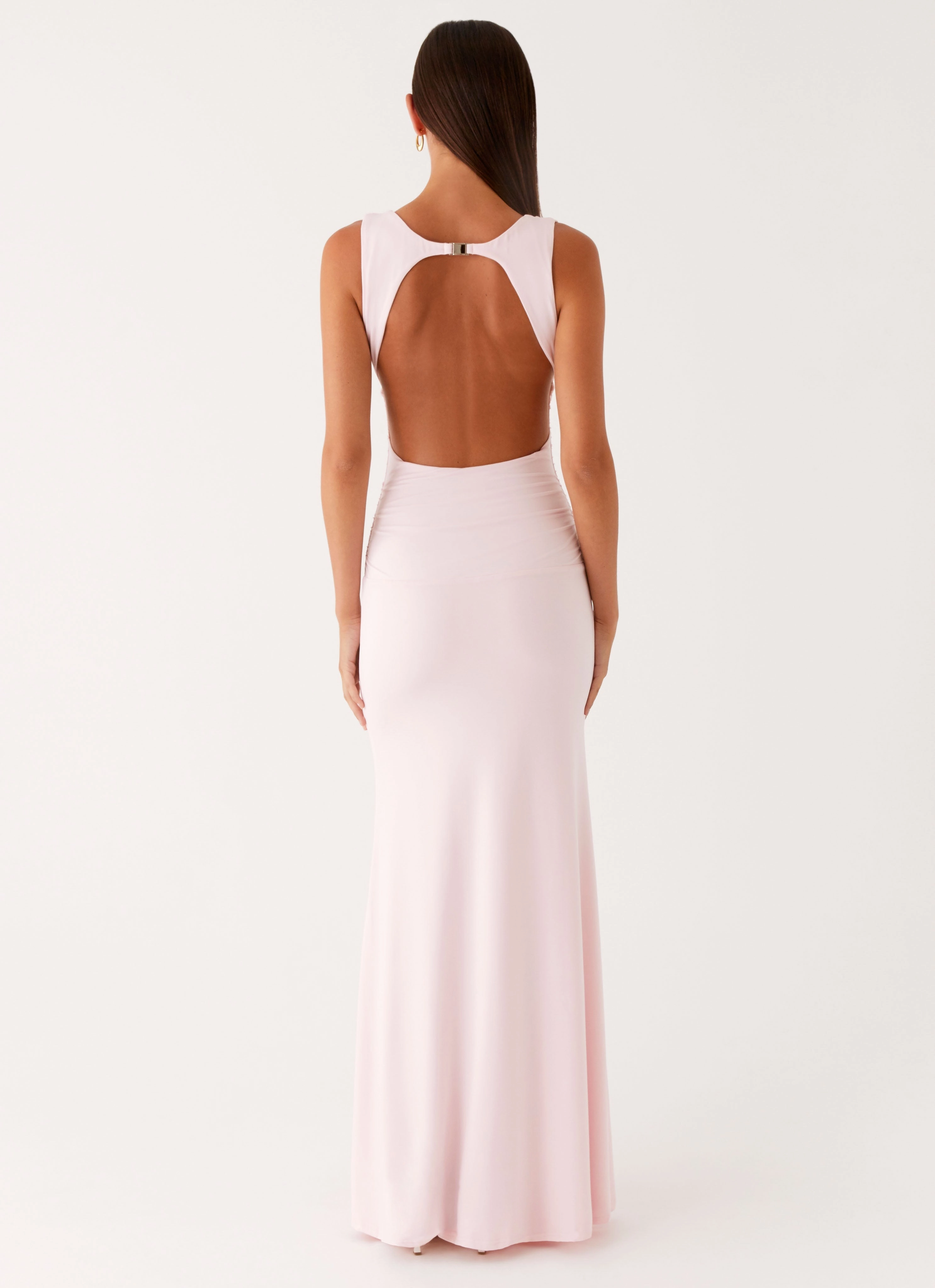 Casual Elegance Casual Fit Cherry Sky Maxi Dress - Baby Pink